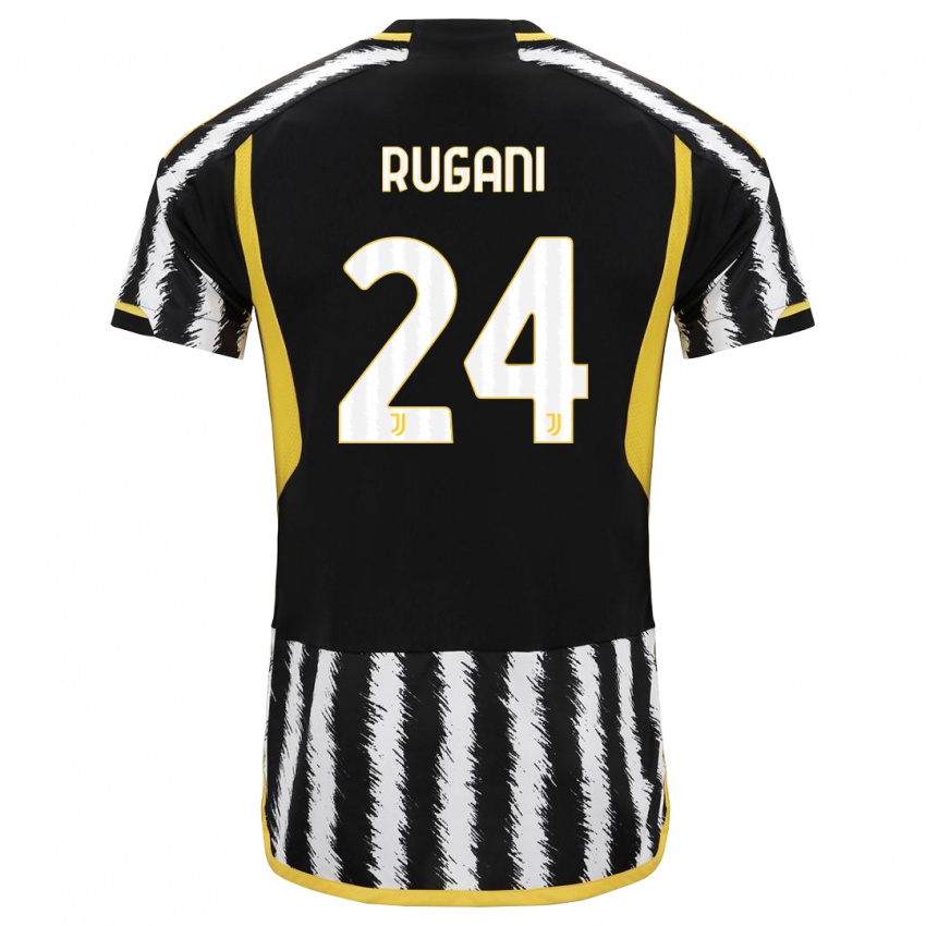 Męski Daniele Rugani #24 Czarny Biały Domowa Koszulka 2023/24 Koszulki Klubowe
