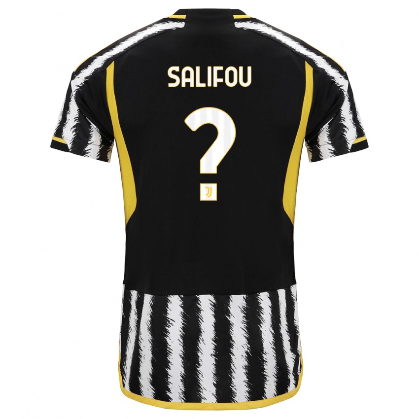 Męski Dikeni Salifou #0 Czarny Biały Domowa Koszulka 2023/24 Koszulki Klubowe