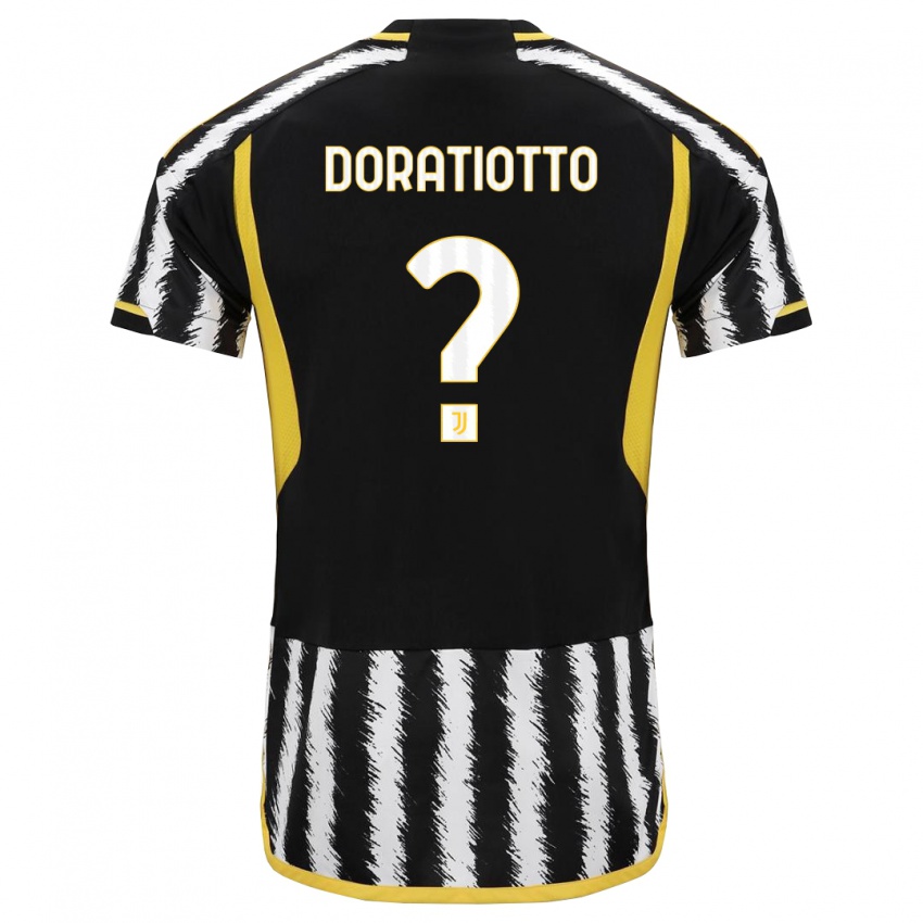 Męski Giulio Doratiotto #0 Czarny Biały Domowa Koszulka 2023/24 Koszulki Klubowe