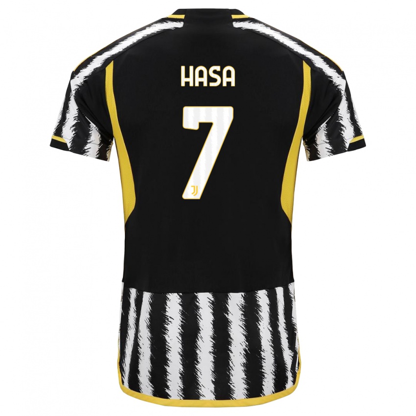 Męski Luis Hasa #7 Czarny Biały Domowa Koszulka 2023/24 Koszulki Klubowe