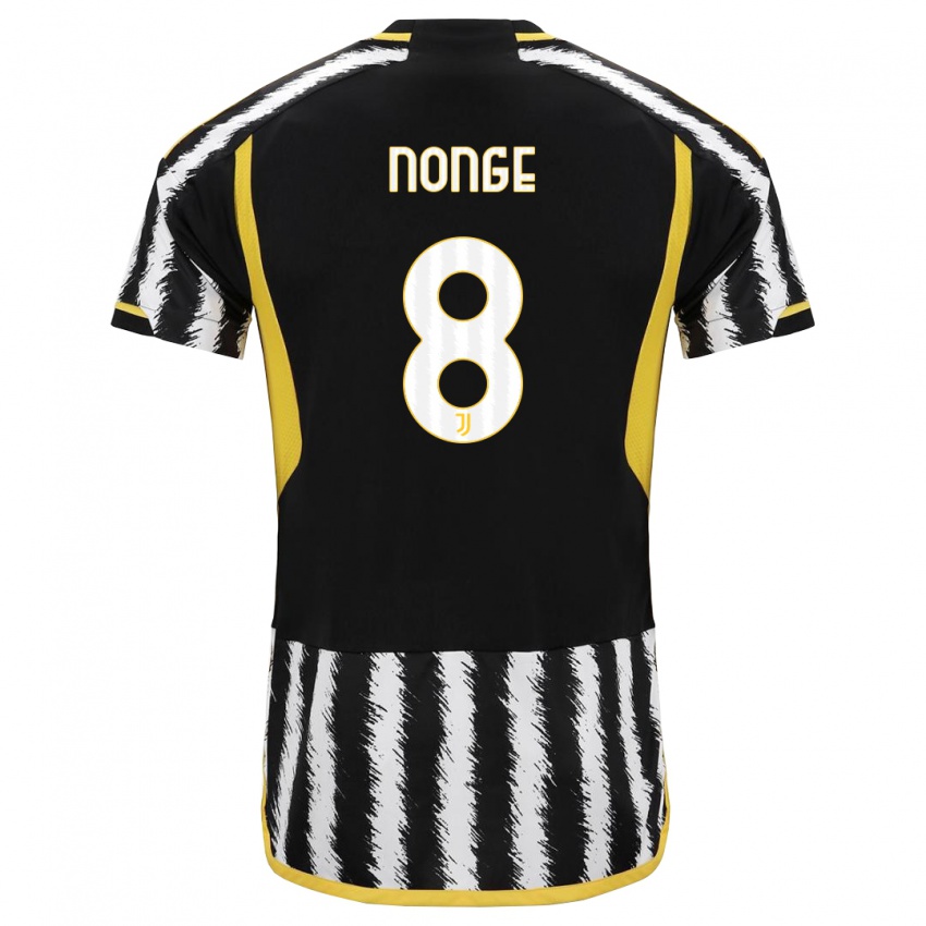 Męski Joseph Nonge #8 Czarny Biały Domowa Koszulka 2023/24 Koszulki Klubowe