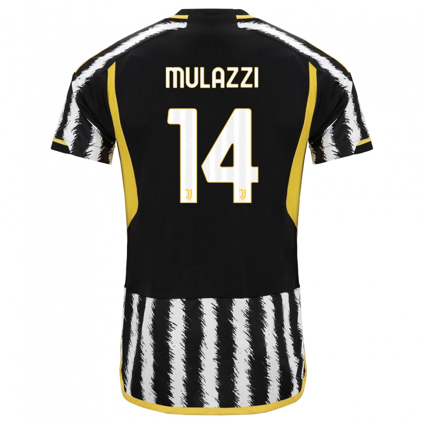 Męski Gabriele Mulazzi #14 Czarny Biały Domowa Koszulka 2023/24 Koszulki Klubowe