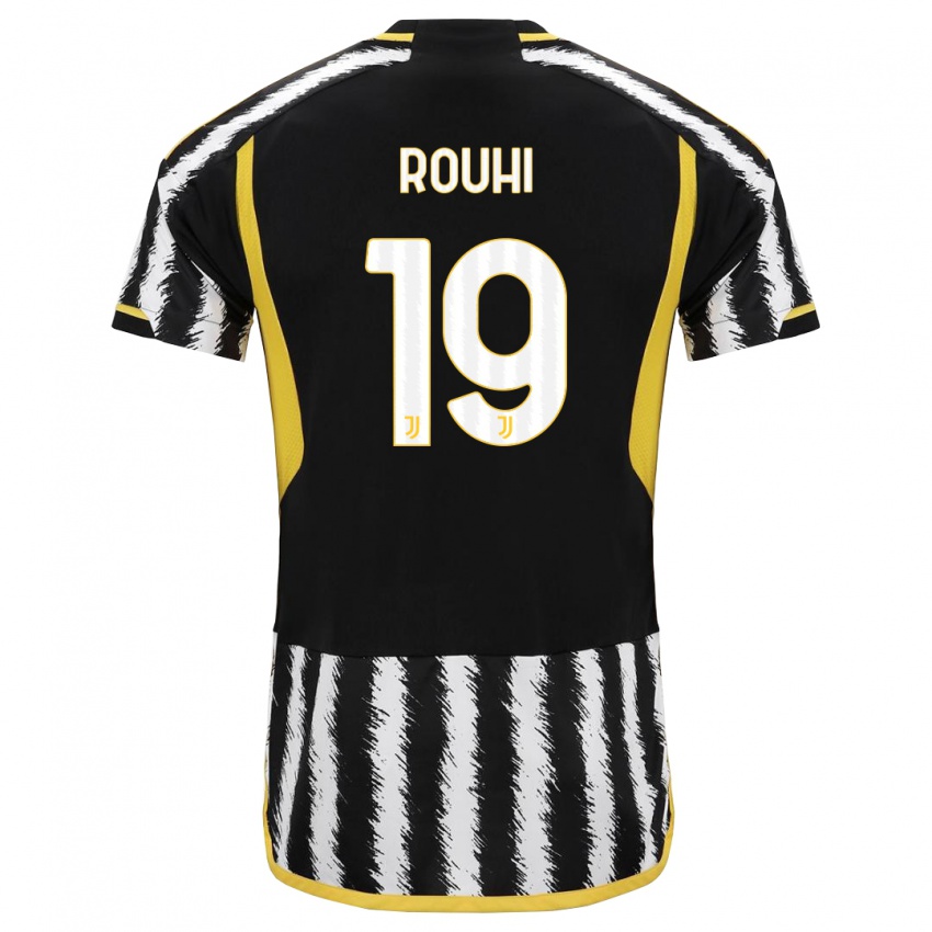 Męski Jonas Rouhi #19 Czarny Biały Domowa Koszulka 2023/24 Koszulki Klubowe