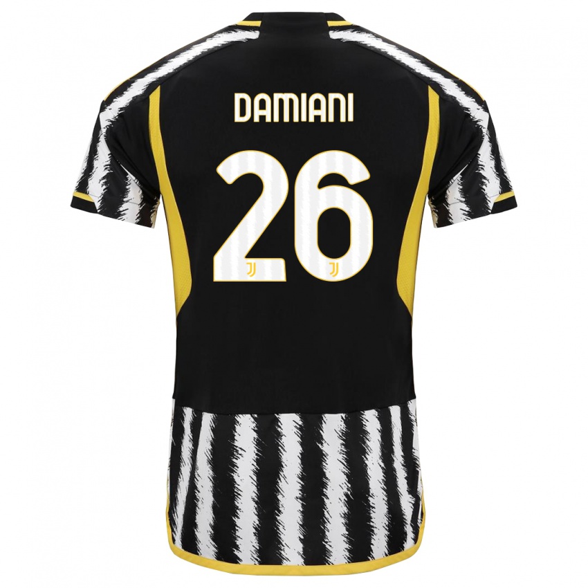 Męski Samuele Damiani #26 Czarny Biały Domowa Koszulka 2023/24 Koszulki Klubowe
