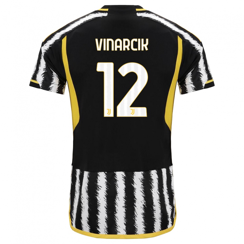 Męski Jakub Vinarcik #12 Czarny Biały Domowa Koszulka 2023/24 Koszulki Klubowe