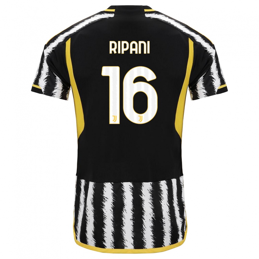 Męski Diego Ripani #16 Czarny Biały Domowa Koszulka 2023/24 Koszulki Klubowe
