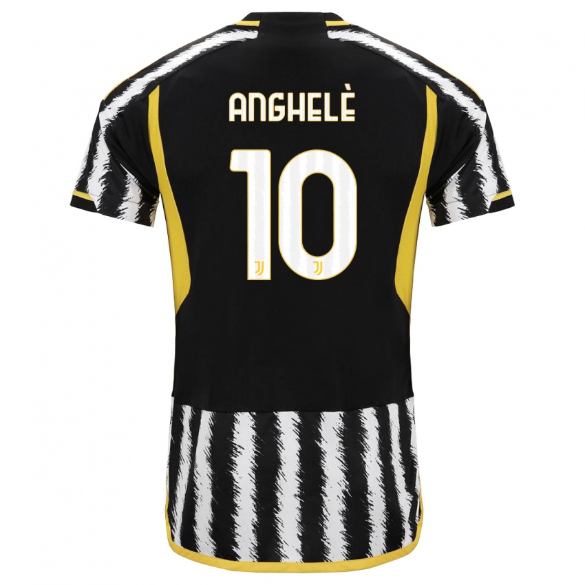Męski Lorenzo Anghelè #10 Czarny Biały Domowa Koszulka 2023/24 Koszulki Klubowe