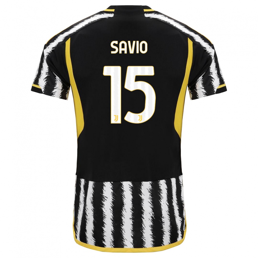 Męski Federico Savio #15 Czarny Biały Domowa Koszulka 2023/24 Koszulki Klubowe