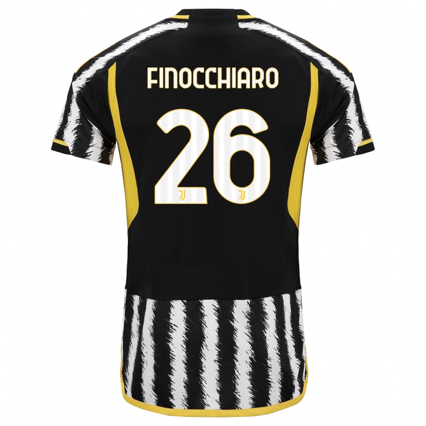 Męski Gabriele Finocchiaro #26 Czarny Biały Domowa Koszulka 2023/24 Koszulki Klubowe
