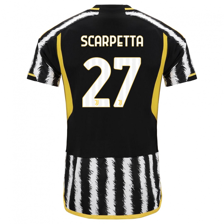 Męski Jacopo Scarpetta #27 Czarny Biały Domowa Koszulka 2023/24 Koszulki Klubowe