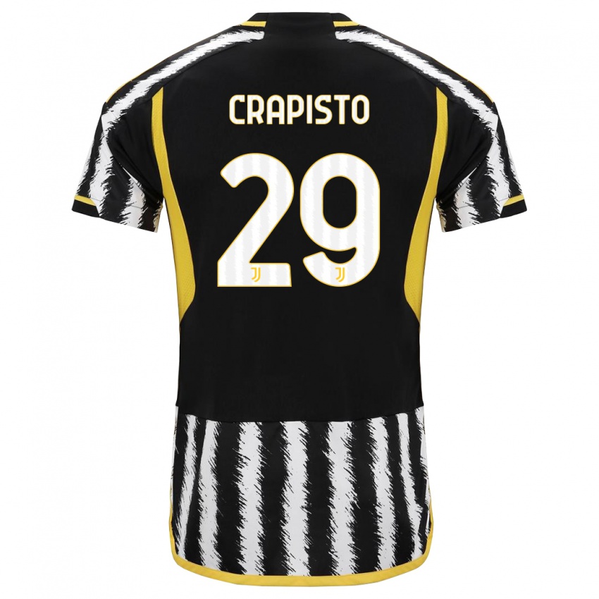 Męski Francesco Crapisto #29 Czarny Biały Domowa Koszulka 2023/24 Koszulki Klubowe