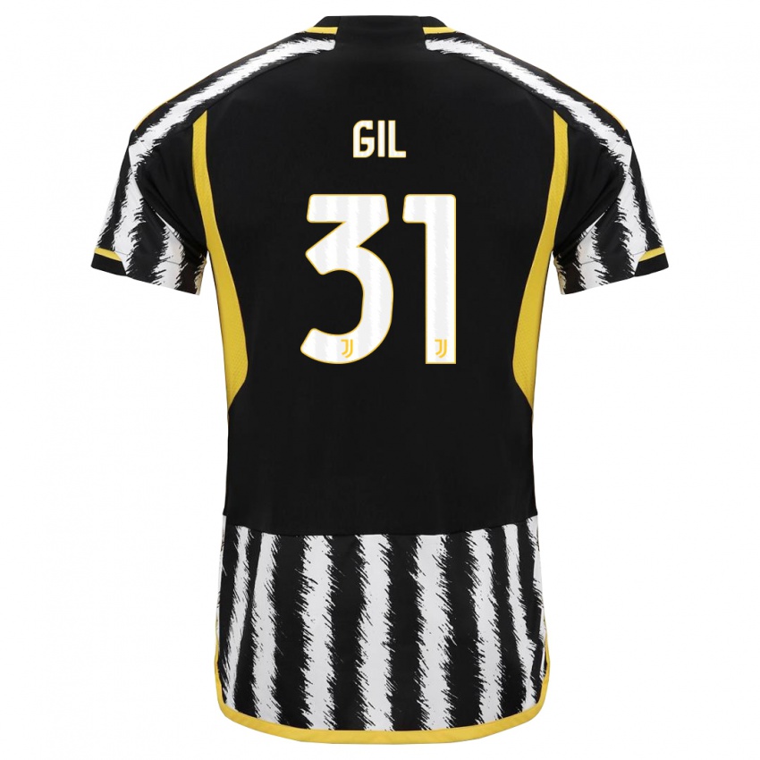 Męski Javier Gil #31 Czarny Biały Domowa Koszulka 2023/24 Koszulki Klubowe