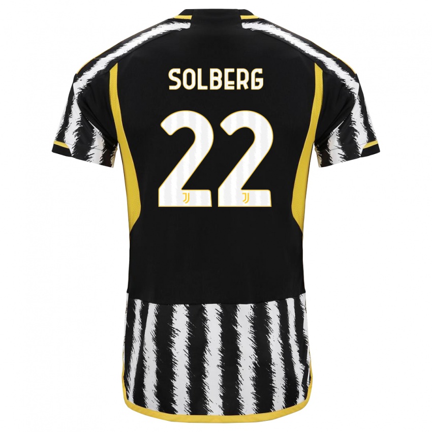 Męski Elias Solberg #22 Czarny Biały Domowa Koszulka 2023/24 Koszulki Klubowe
