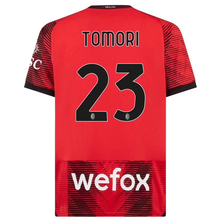Męski Fikayo Tomori #23 Czerwony Czarny Domowa Koszulka 2023/24 Koszulki Klubowe