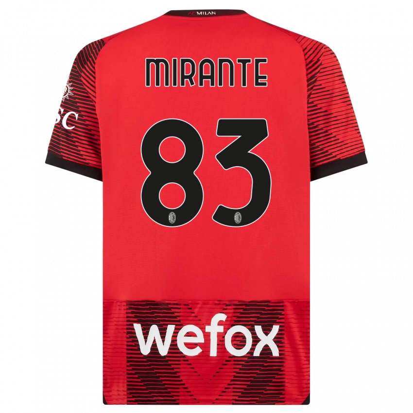 Męski Antonio Mirante #83 Czerwony Czarny Domowa Koszulka 2023/24 Koszulki Klubowe