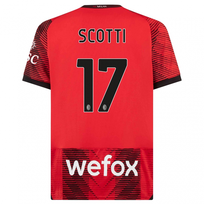 Męski Filippo Scotti #17 Czerwony Czarny Domowa Koszulka 2023/24 Koszulki Klubowe