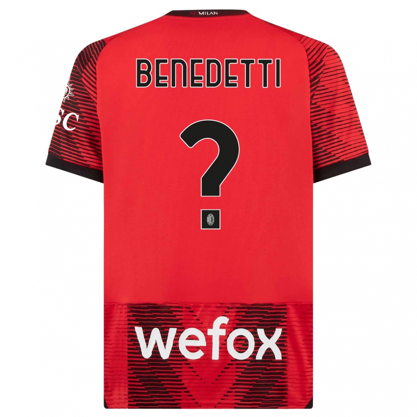 Męski Gioele Benedetti #0 Czerwony Czarny Domowa Koszulka 2023/24 Koszulki Klubowe