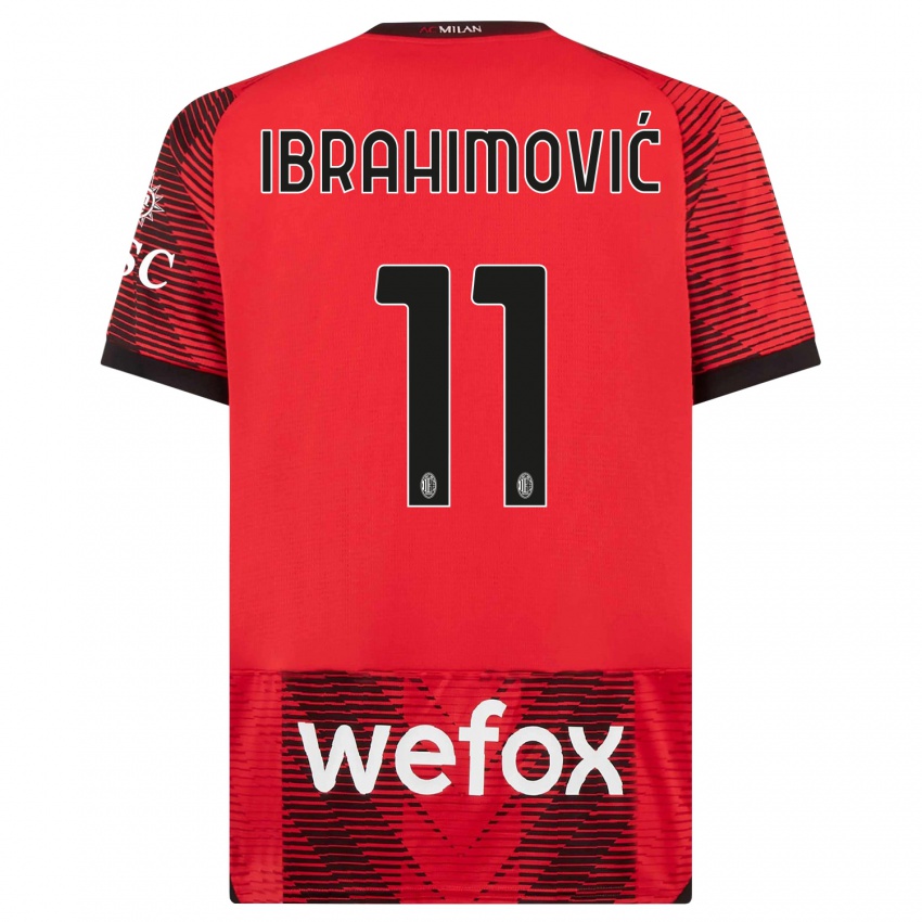 Męski Zlatan Ibrahimovic #11 Czerwony Czarny Domowa Koszulka 2023/24 Koszulki Klubowe