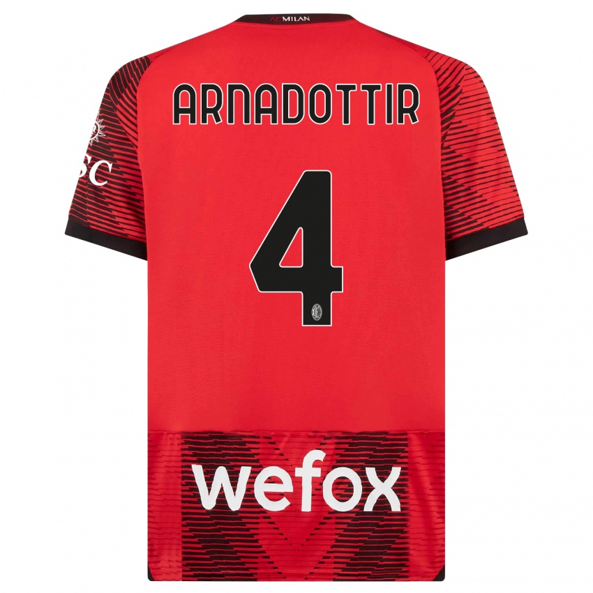 Męski Guony Arnadottir #4 Czerwony Czarny Domowa Koszulka 2023/24 Koszulki Klubowe
