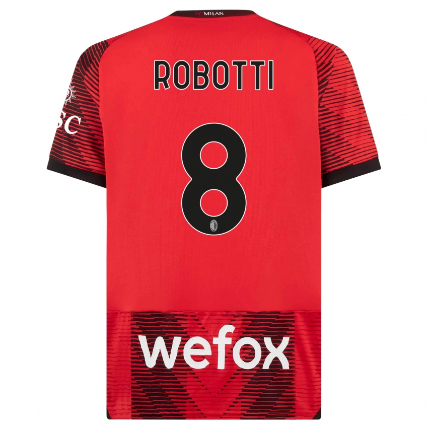 Męski Giovanni Robotti #8 Czerwony Czarny Domowa Koszulka 2023/24 Koszulki Klubowe