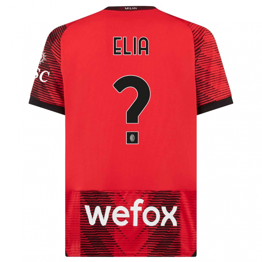 Męski Emanuele Elia #0 Czerwony Czarny Domowa Koszulka 2023/24 Koszulki Klubowe