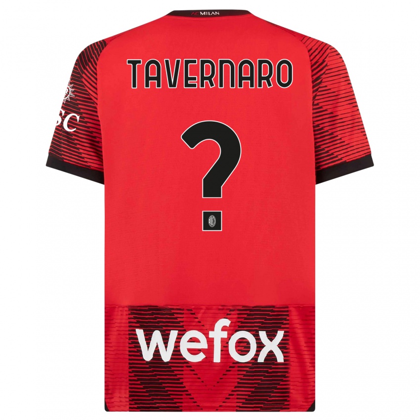 Męski Federico Tavernaro #0 Czerwony Czarny Domowa Koszulka 2023/24 Koszulki Klubowe