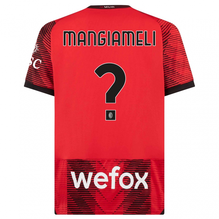Męski Federico Mangiameli #0 Czerwony Czarny Domowa Koszulka 2023/24 Koszulki Klubowe
