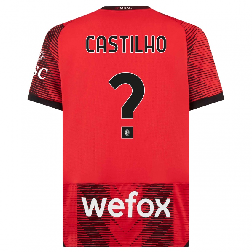 Męski Estevan Amaral Castilho #0 Czerwony Czarny Domowa Koszulka 2023/24 Koszulki Klubowe