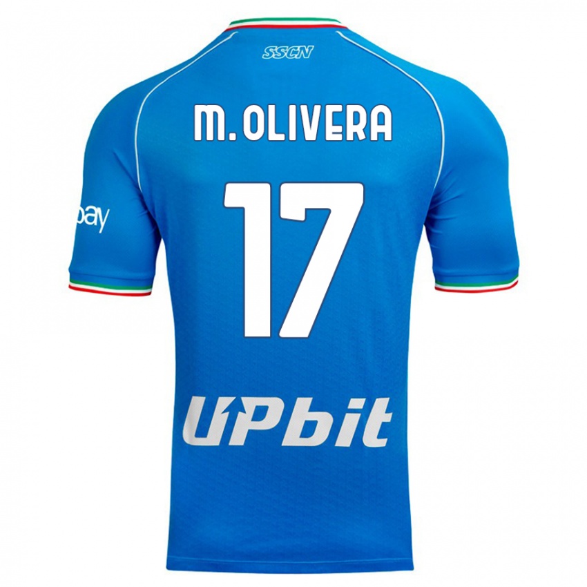 Męski Mathias Olivera #17 Niebieskie Niebo Domowa Koszulka 2023/24 Koszulki Klubowe