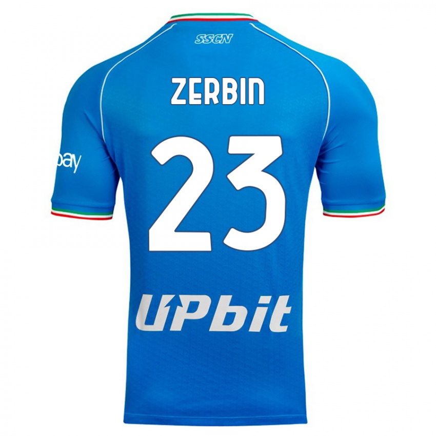 Męski Alessio Zerbin #23 Niebieskie Niebo Domowa Koszulka 2023/24 Koszulki Klubowe