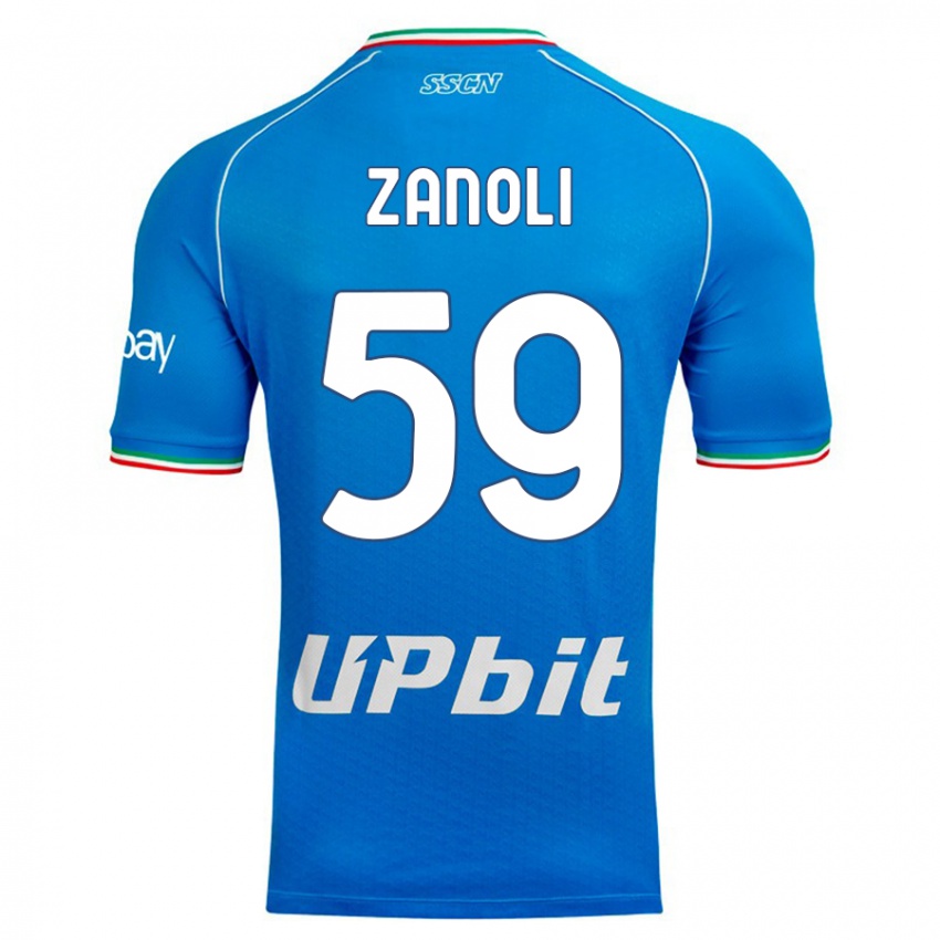 Męski Alessandro Zanoli #59 Niebieskie Niebo Domowa Koszulka 2023/24 Koszulki Klubowe