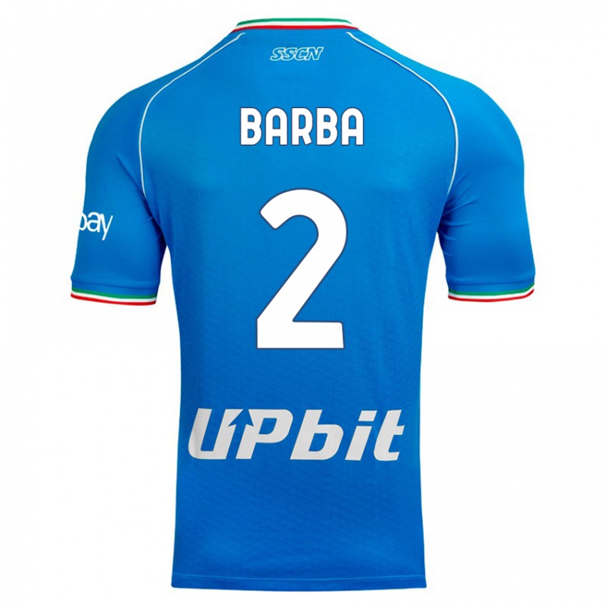 Męski Benedetto Barba #2 Niebieskie Niebo Domowa Koszulka 2023/24 Koszulki Klubowe