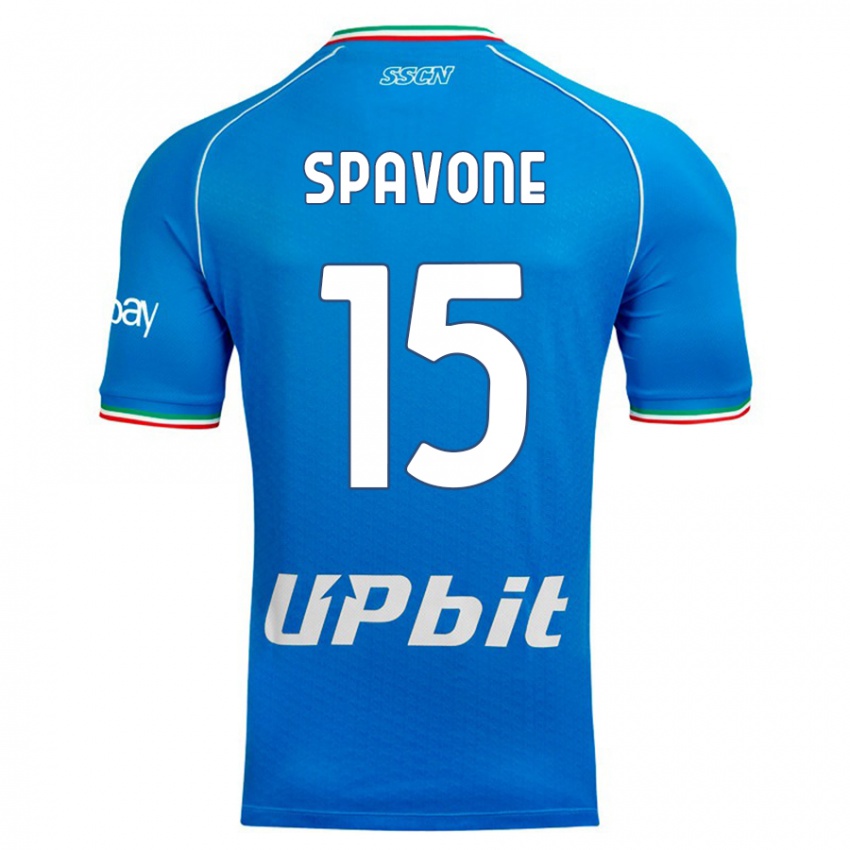 Męski Alessandro Spavone #15 Niebieskie Niebo Domowa Koszulka 2023/24 Koszulki Klubowe