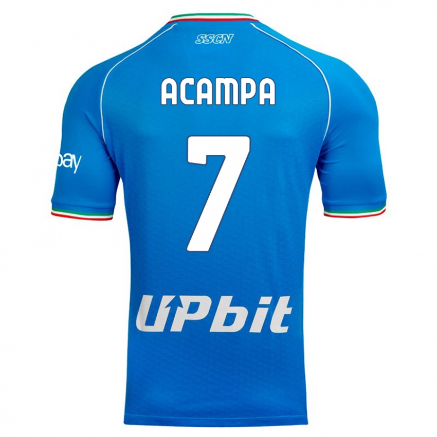 Męski Davide Acampa #7 Niebieskie Niebo Domowa Koszulka 2023/24 Koszulki Klubowe