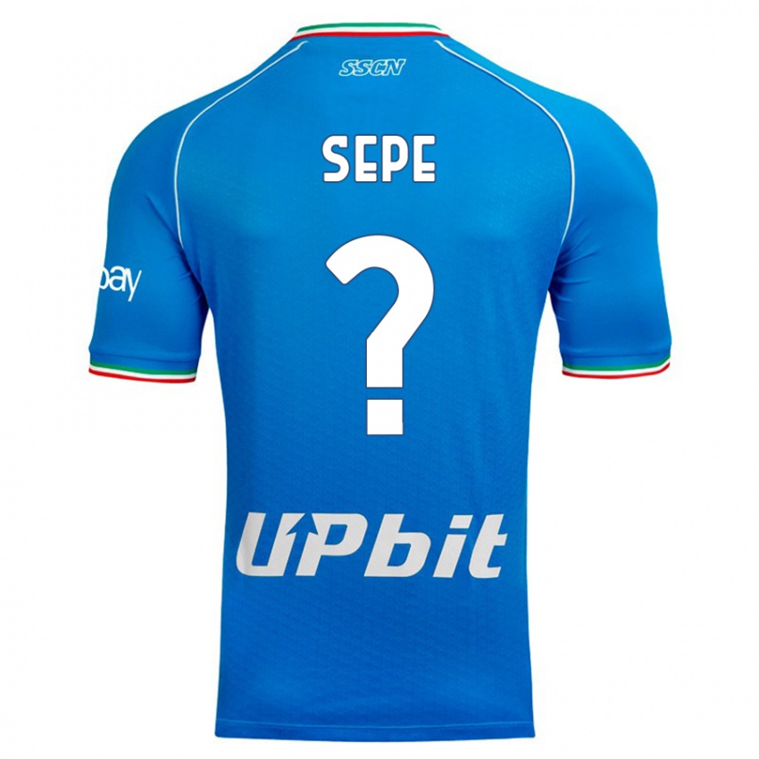 Męski Mauro Sepe #0 Niebieskie Niebo Domowa Koszulka 2023/24 Koszulki Klubowe
