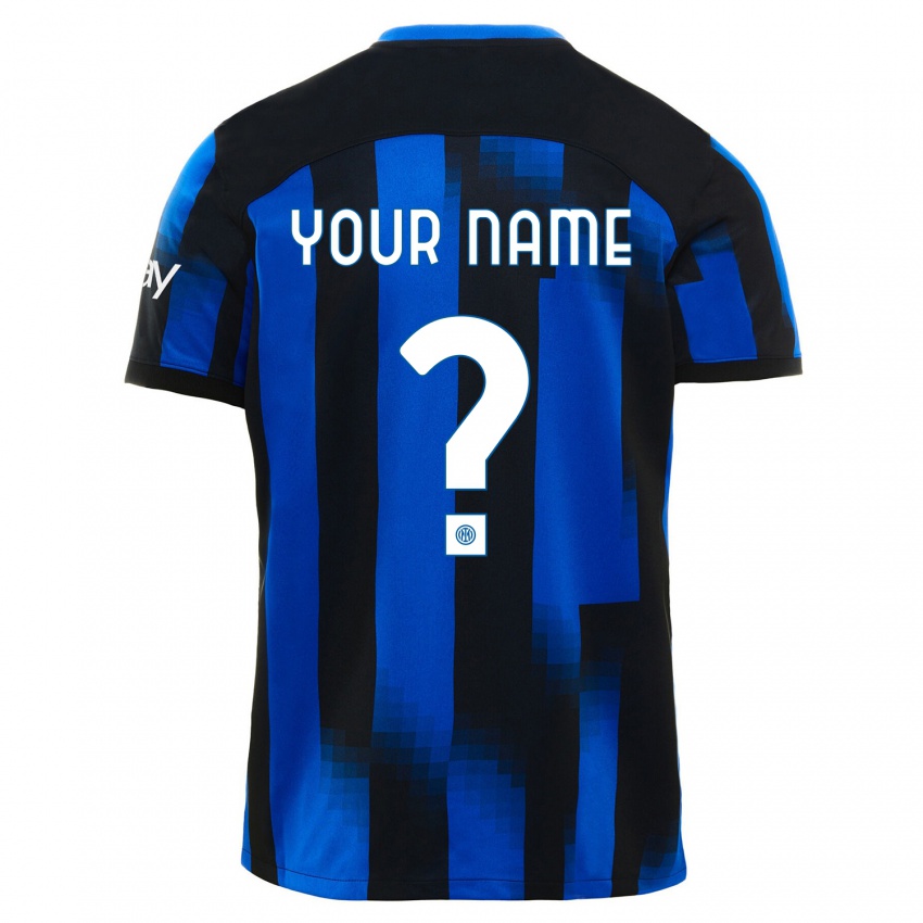 Męski Twoje Imię #0 Czarno-Niebieski Domowa Koszulka 2023/24 Koszulki Klubowe