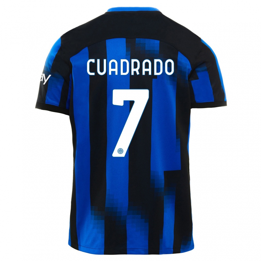 Męski Juan Cuadrado #7 Czarno-Niebieski Domowa Koszulka 2023/24 Koszulki Klubowe
