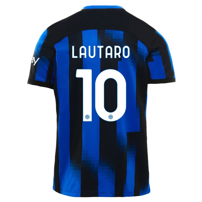 Męski Lautaro Martinez #10 Czarno-Niebieski Domowa Koszulka 2023/24 Koszulki Klubowe