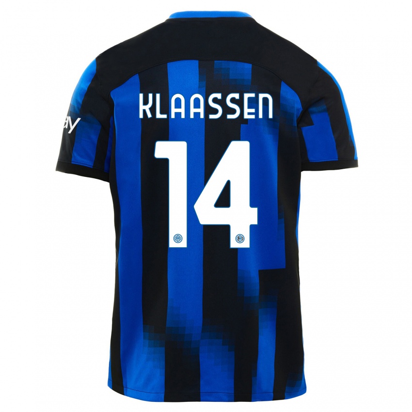 Męski Davy Klaassen #14 Czarno-Niebieski Domowa Koszulka 2023/24 Koszulki Klubowe