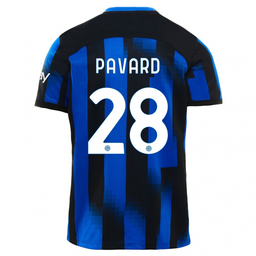 Męski Benjamin Pavard #28 Czarno-Niebieski Domowa Koszulka 2023/24 Koszulki Klubowe