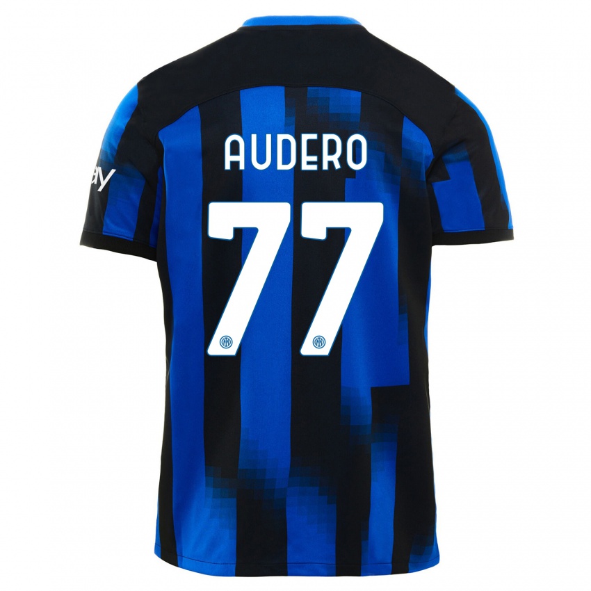 Męski Emil Audero #77 Czarno-Niebieski Domowa Koszulka 2023/24 Koszulki Klubowe