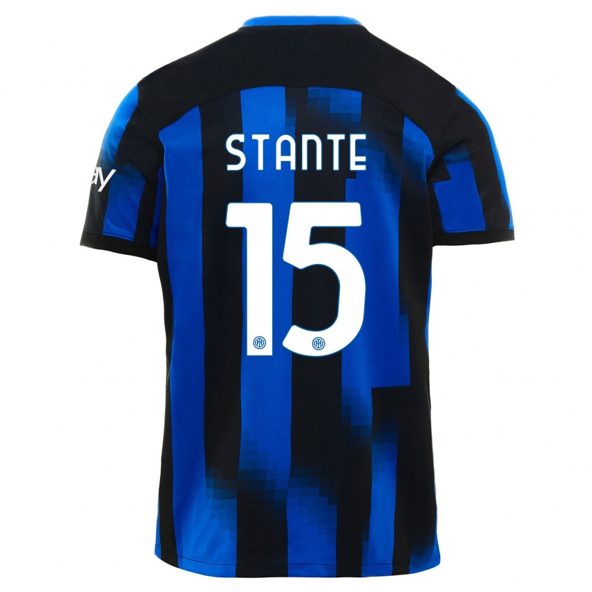 Męski Francesco Stante #15 Czarno-Niebieski Domowa Koszulka 2023/24 Koszulki Klubowe