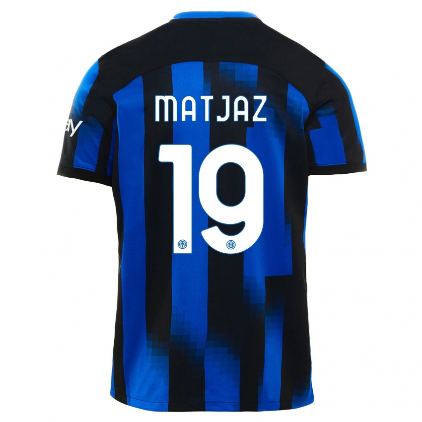 Męski Samo Matjaz #19 Czarno-Niebieski Domowa Koszulka 2023/24 Koszulki Klubowe