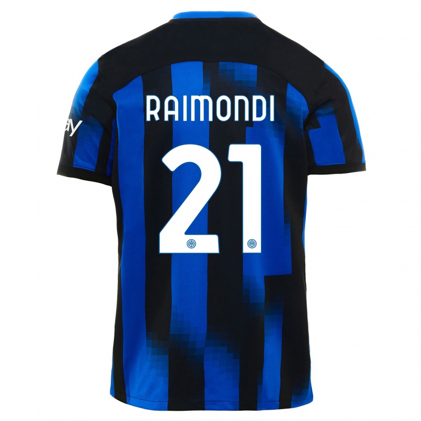 Męski Paolo Raimondi #21 Czarno-Niebieski Domowa Koszulka 2023/24 Koszulki Klubowe
