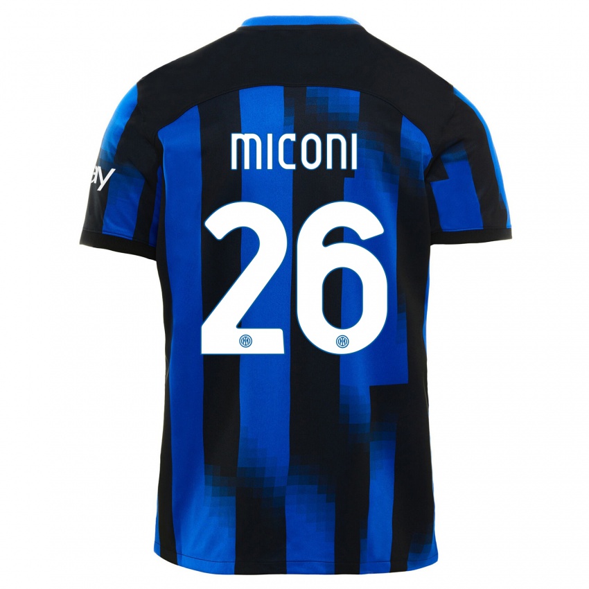 Męski Riccardo Miconi #26 Czarno-Niebieski Domowa Koszulka 2023/24 Koszulki Klubowe