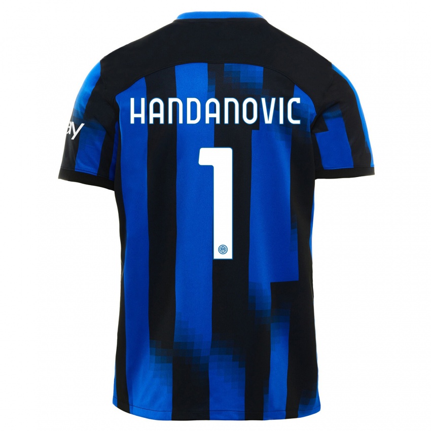 Męski Samir Handanovic #1 Czarno-Niebieski Domowa Koszulka 2023/24 Koszulki Klubowe