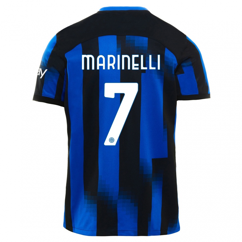 Męski Gloria Marinelli #7 Czarno-Niebieski Domowa Koszulka 2023/24 Koszulki Klubowe