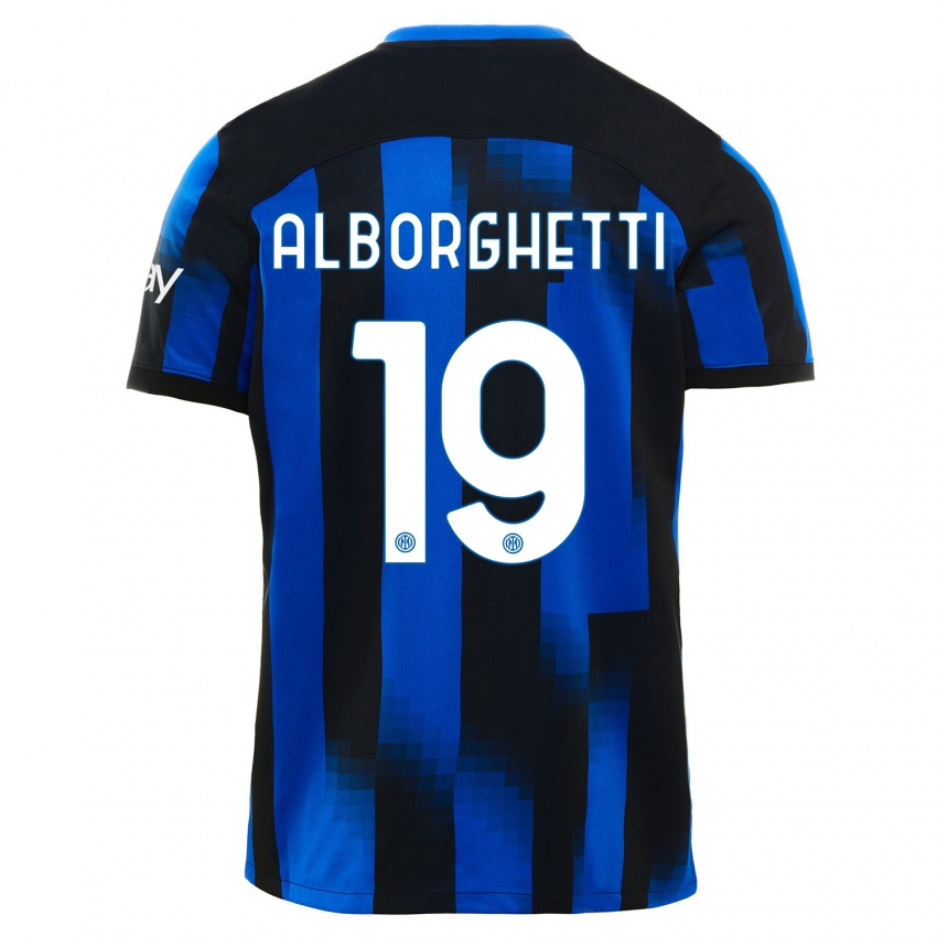 Męski Lisa Alborghetti #19 Czarno-Niebieski Domowa Koszulka 2023/24 Koszulki Klubowe
