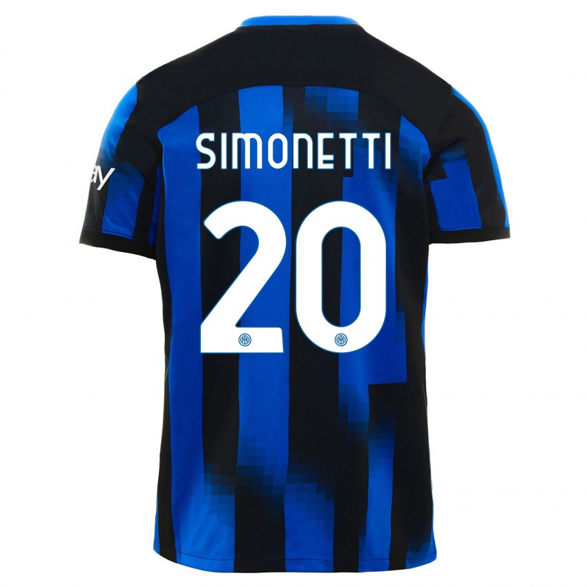 Męski Flaminia Simonetti #20 Czarno-Niebieski Domowa Koszulka 2023/24 Koszulki Klubowe