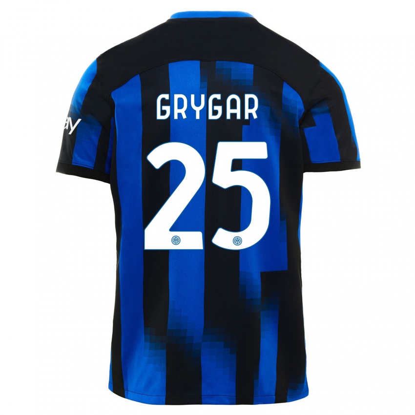 Męski Samuel Grygar #25 Czarno-Niebieski Domowa Koszulka 2023/24 Koszulki Klubowe